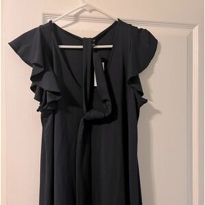 Ann Taylor Long Belted Navy Blue Dress